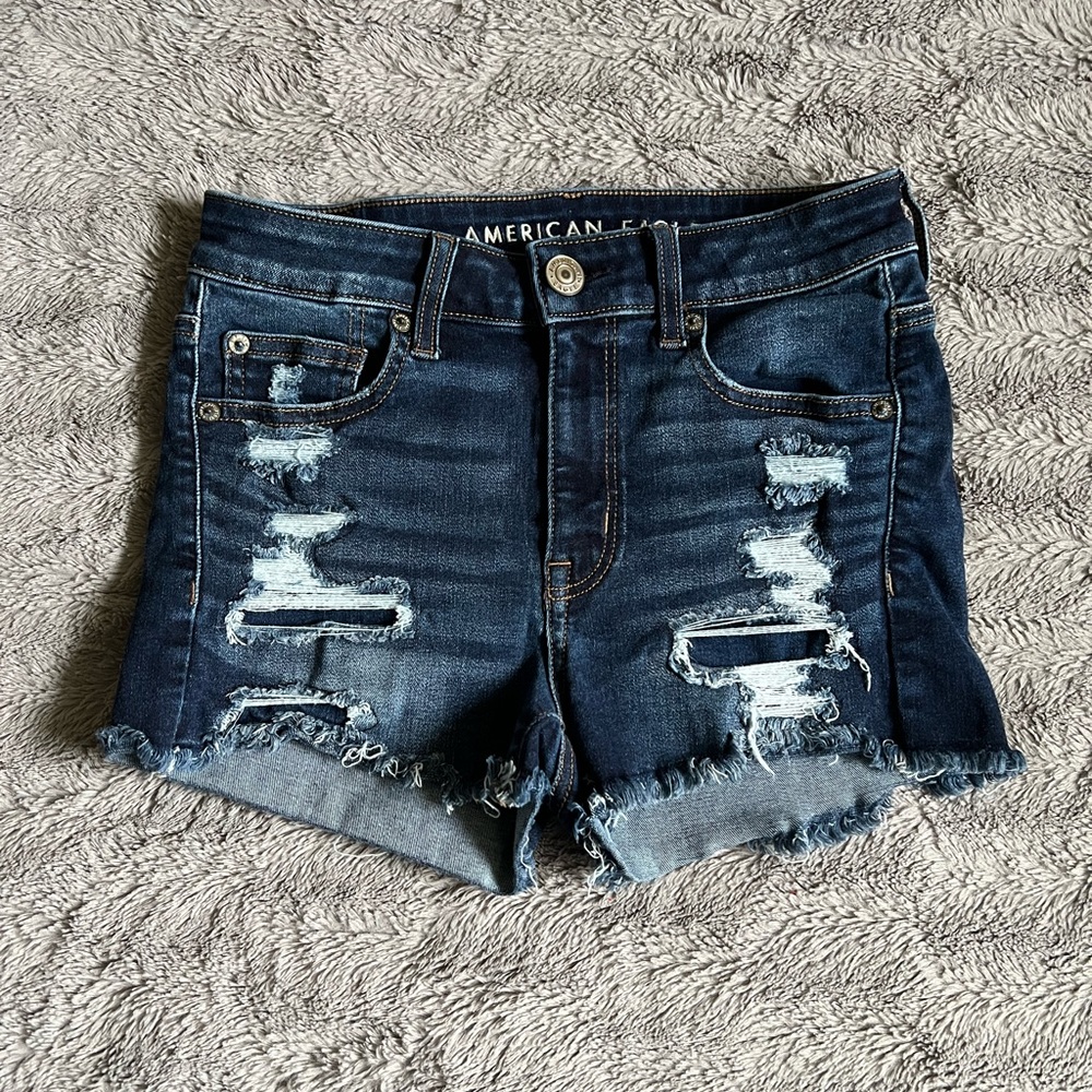 AMERICAN EAGLE high-rise shortie Stretch shorts 2 EUC